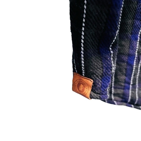 Tobacco Schecter Collab 100% Cotton Long Sleeve Striped Flannel Size XL - Picture 4 of 6